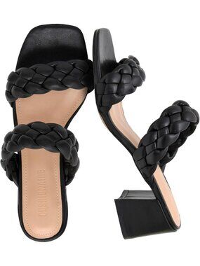 Women's Black Onyx Braided Heel Sandal +Memory Foam Wide Widths Available